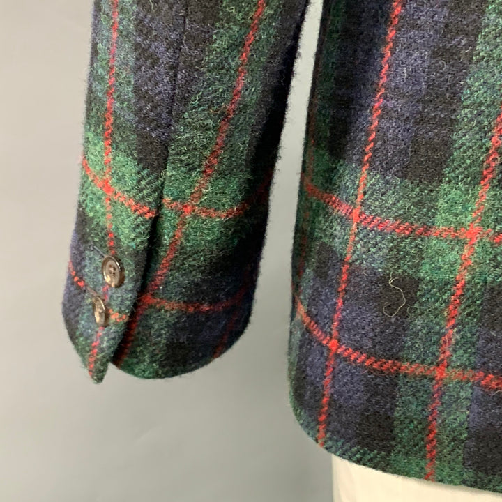 BLACK FLEECE Size 42 Regular Green Blue Red Plaid Wool Notch Lapel Sport Coat