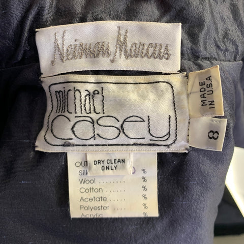 MICHAEL CASEY Veste Épaules Épaulettes Visière Soie Noire Taille 8