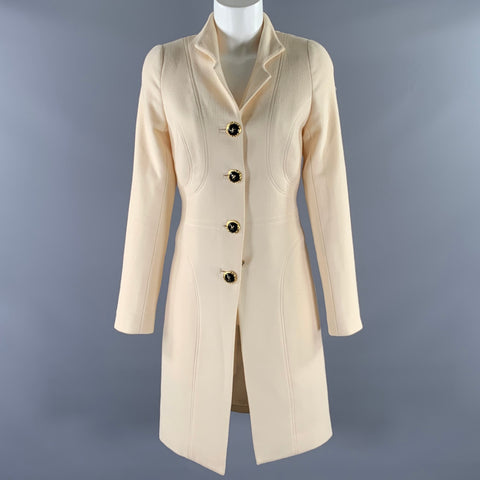 AZADEH Size M Cream Black Silk Blend Coat