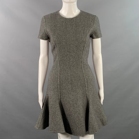CHRISTIAN DIOR Size 8 Grey Black Textured Tulip Knee Length Dress