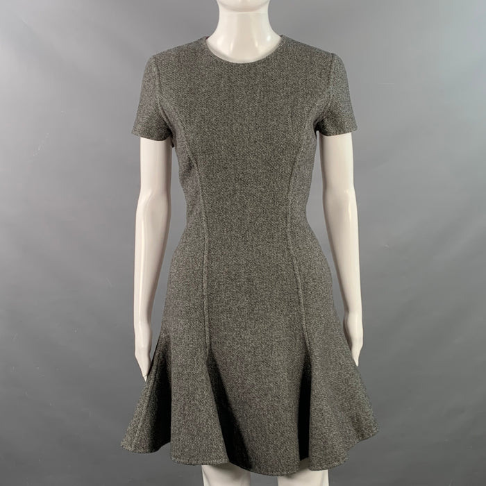 CHRISTIAN DIOR Robe mi-longue texturée tulipe gris noir Taille 8