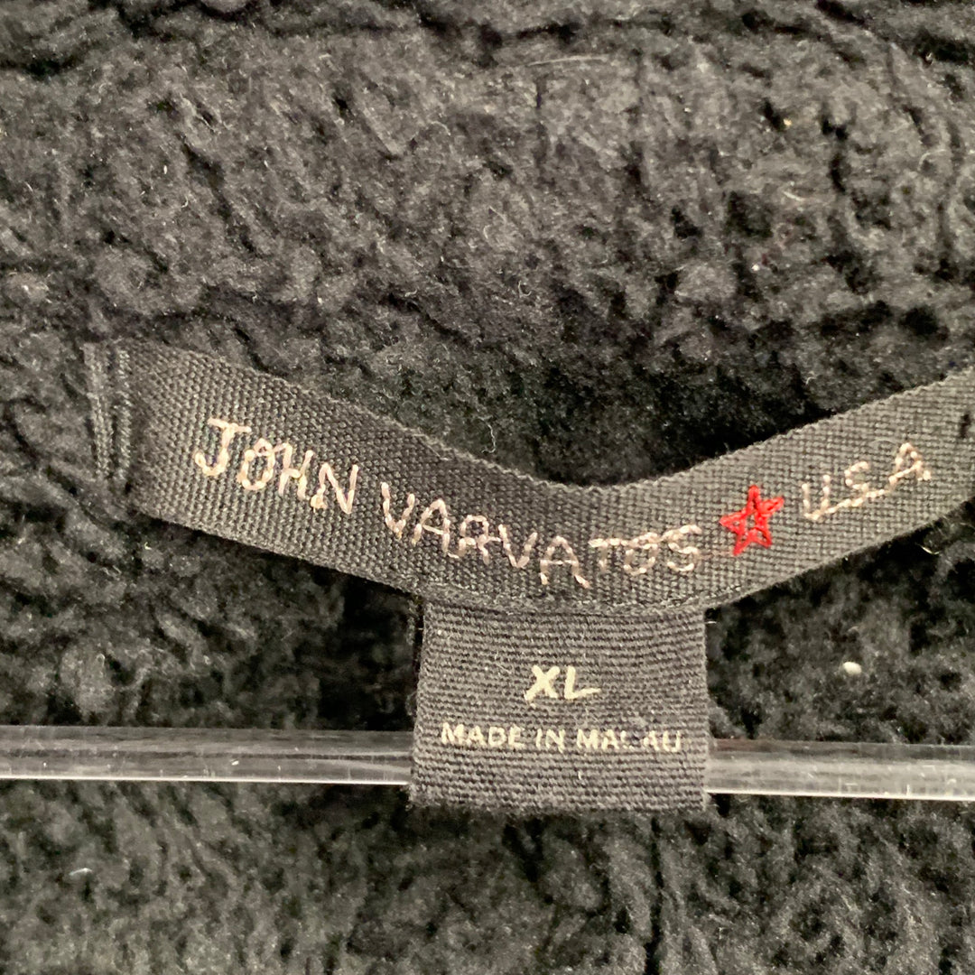 JOHN VARVATOS STAR USA Size XL Black Waffle Knit Cotton Fleece Lined Jacket