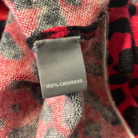 NEIMAN MARCUS Size S Red Black Cashmere Leopard Pullover Womens