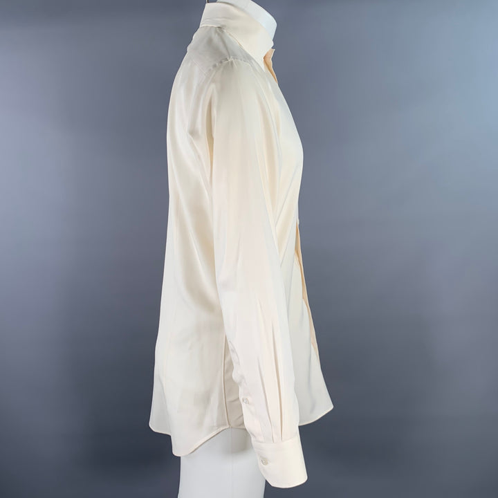 HAMILTON Size S Beige Cotton Spread Collar Long Sleeve Shirt