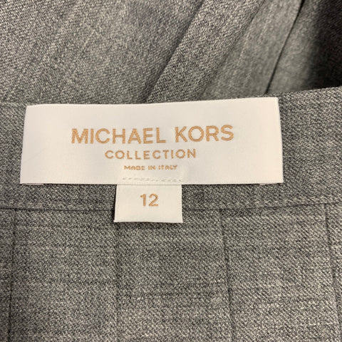 MICHAEL KORS COLLECTION Size 12 Grey Wool Blend Pleated Skirt
