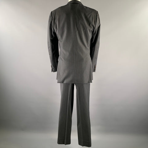 ERMENEGILDO ZEGNA Size 42 Grey Blue Stripe Wool Notch Lapel Suit