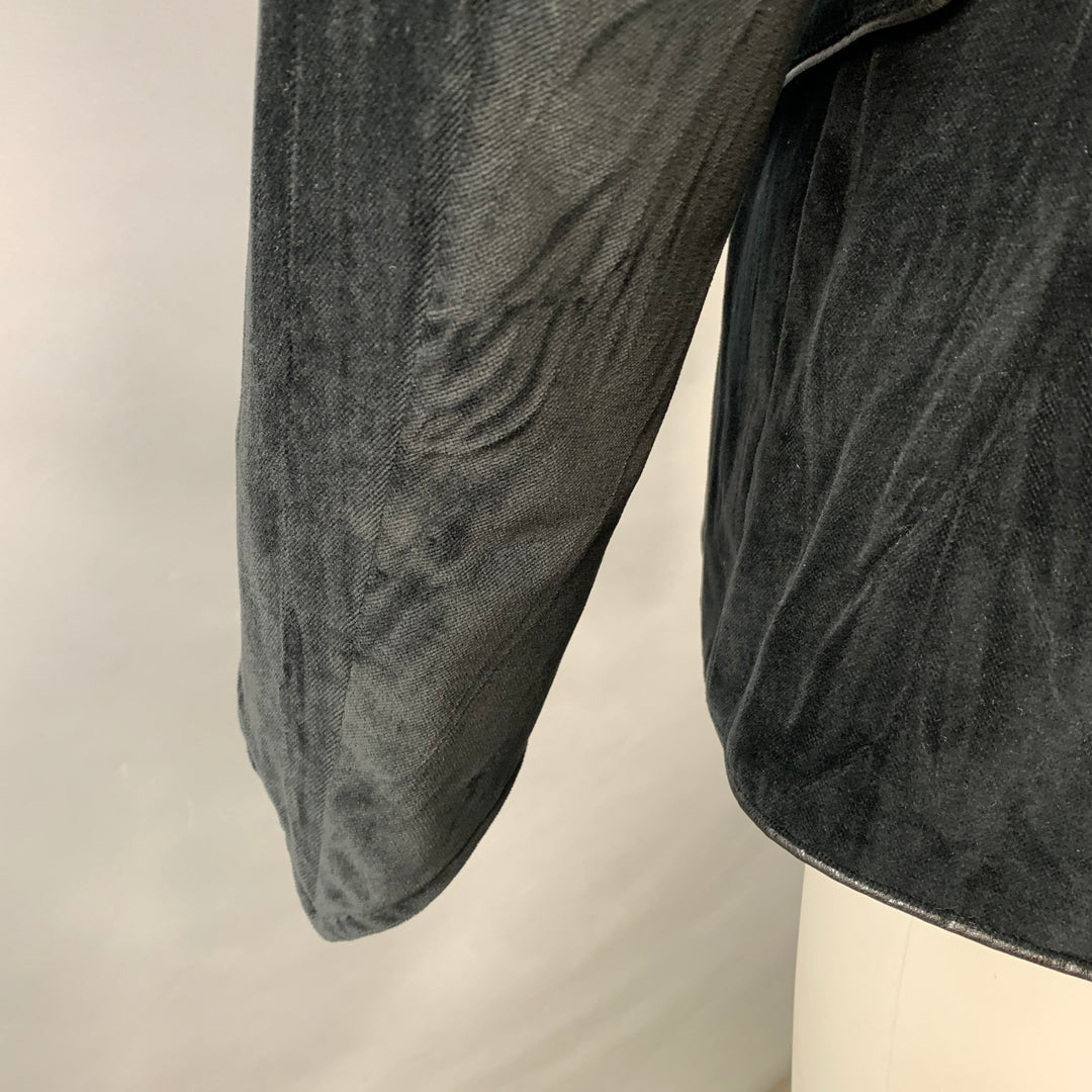 JOHN RICHMOND Size 40 Black Cotton Velvet Snaps Jacket