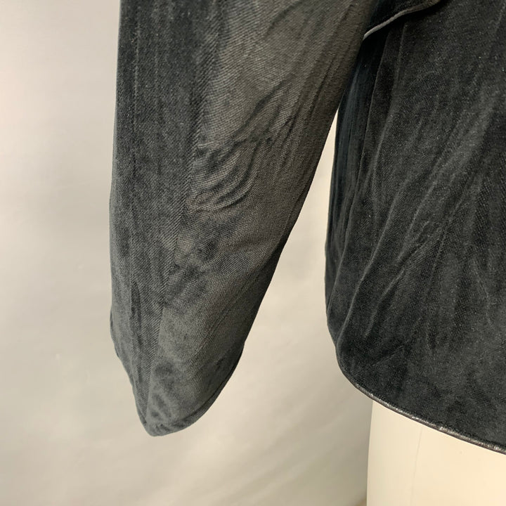 JOHN RICHMOND Size 40 Black Cotton Velvet Snaps Jacket