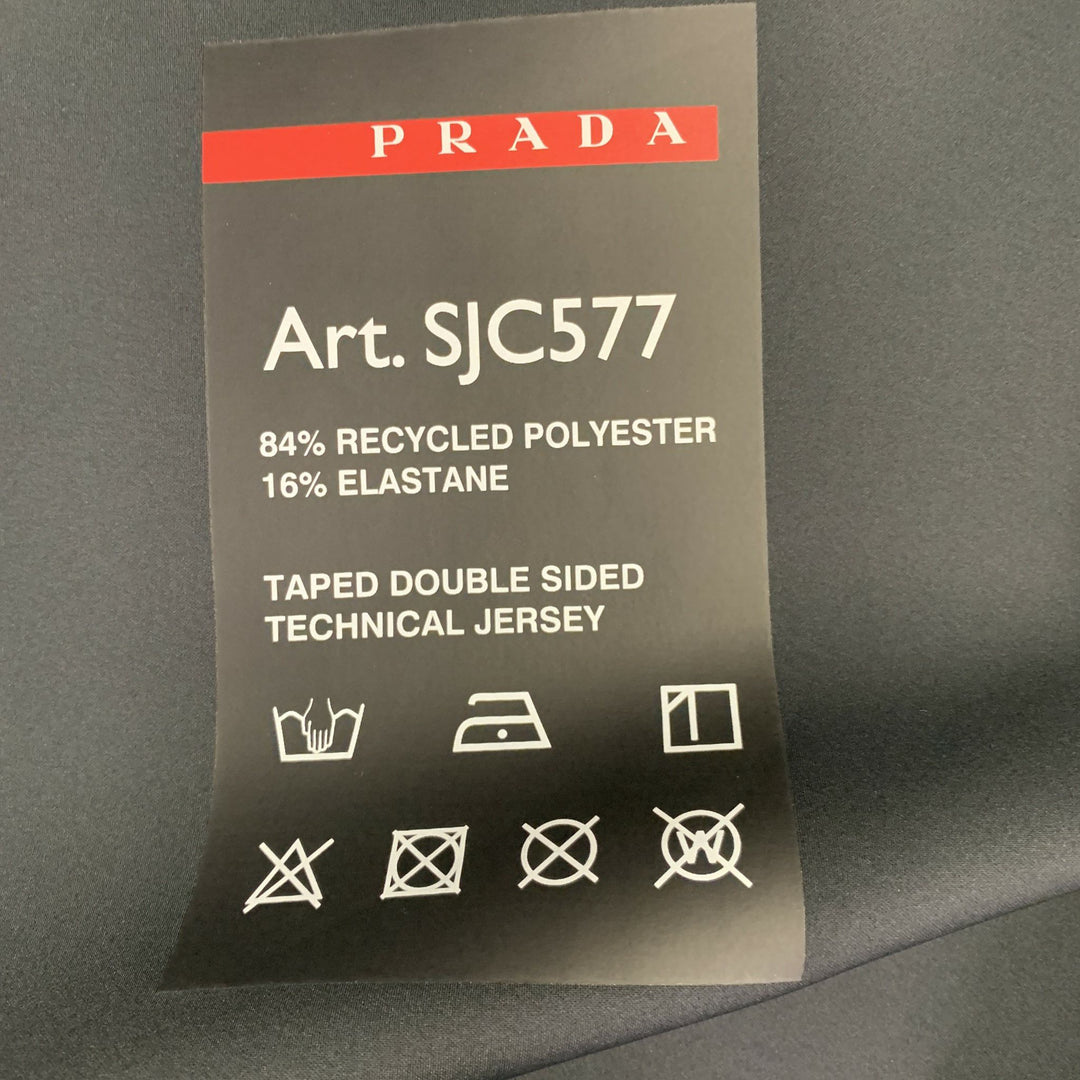 PRADA Size XXXL Black Red Logo Polyester Blend Technical Jersey Zip Up Jacket
