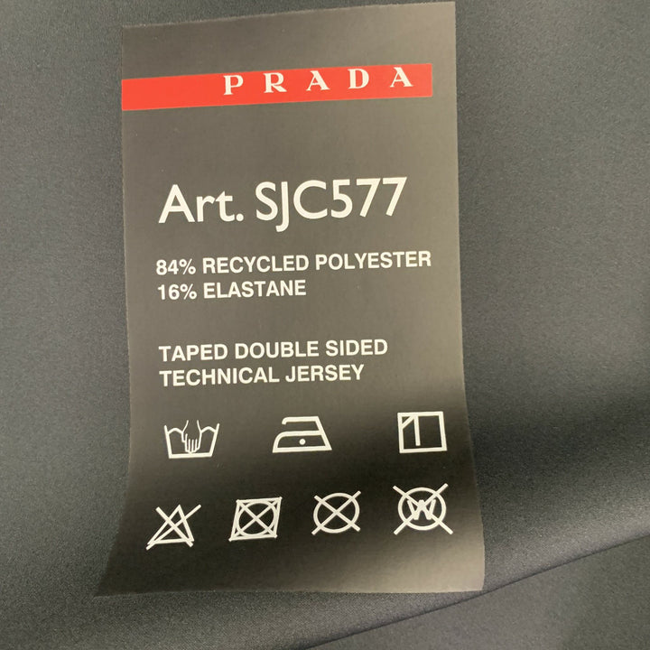 PRADA Size XXXL Black Red Logo Polyester Blend Technical Jersey Zip Up Jacket