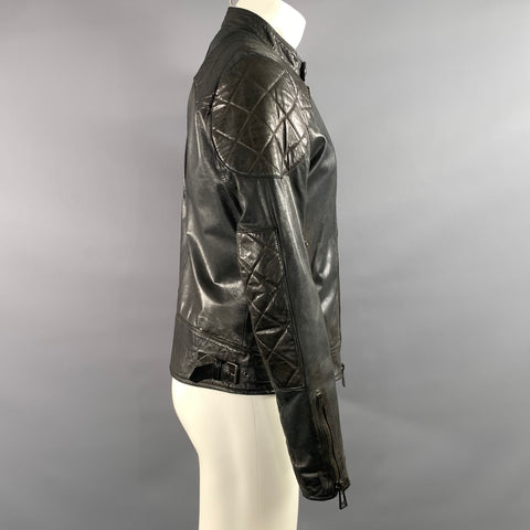 BELSTAFF Size 38 Black Quilted Leather Biker Jacket