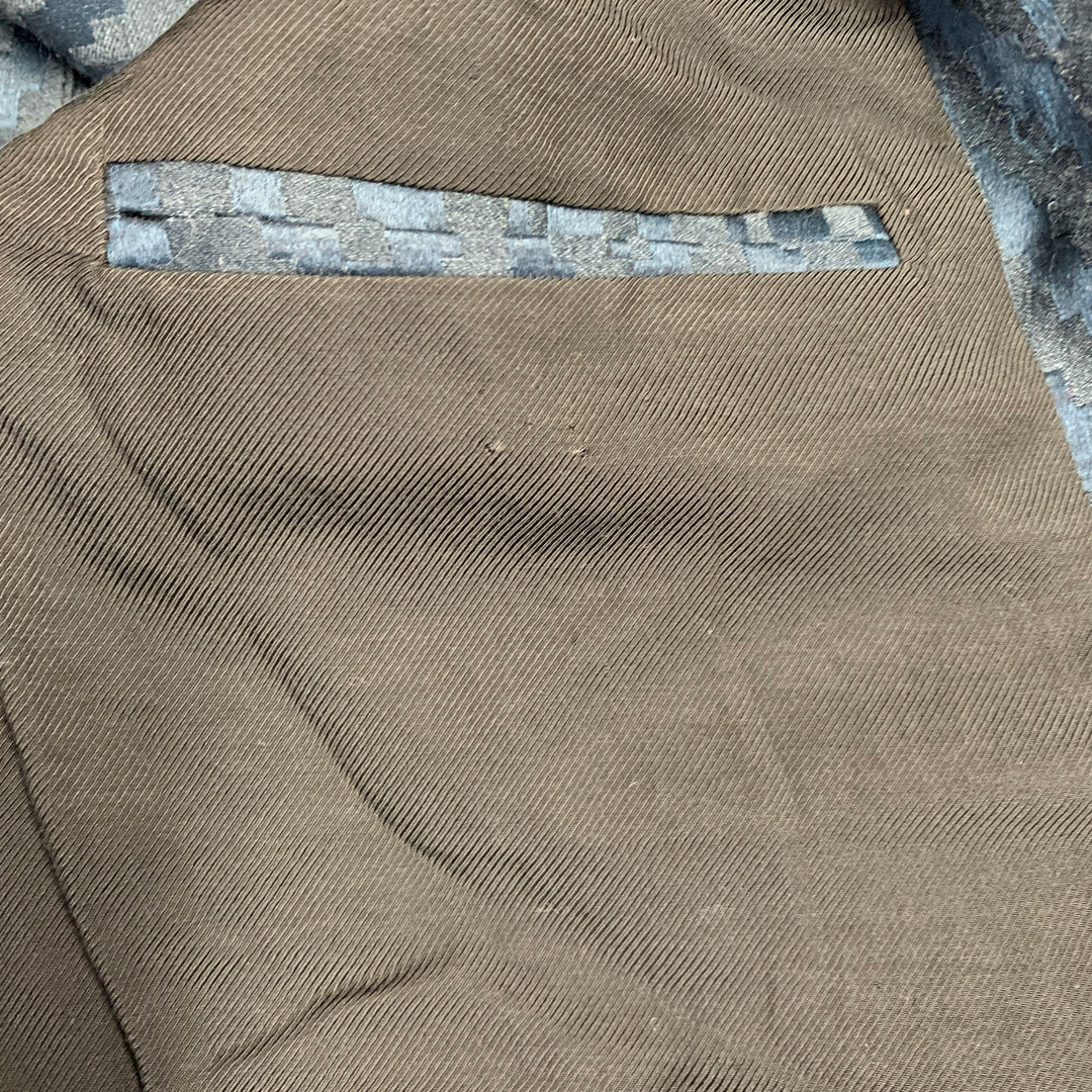 HAIDER ACKERMANN Size S Navy Jacquard Linen Silk Cropped Vest