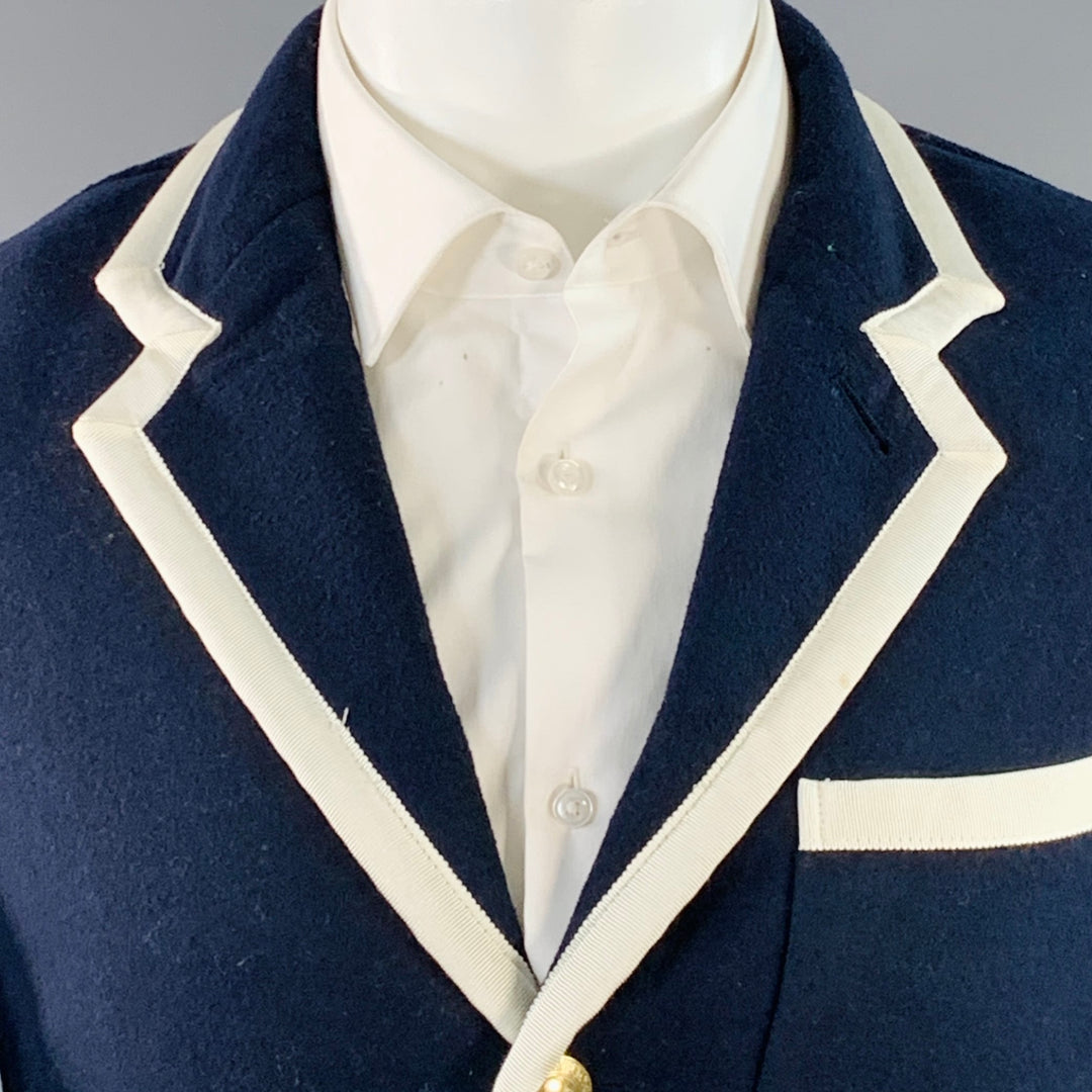 ROWING BLAZERS Size S Navy White Polyester Wool Notch Lapel Sport Coat