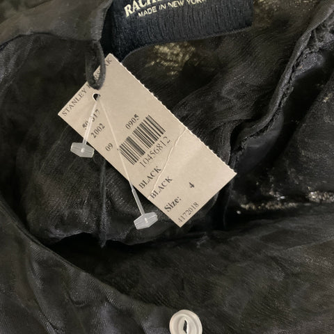 RACHEL COMEY Size 4 Black Silver Silk Blend 50-317 Metallic Dress Top