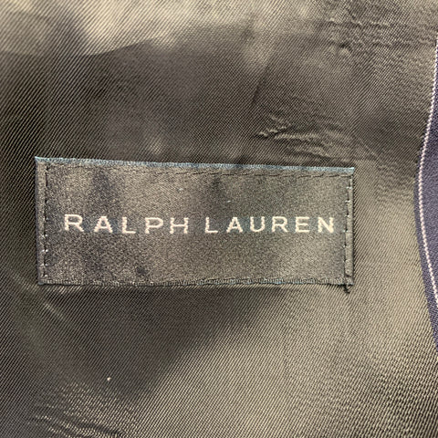 RALPH LAUREN Size 40 Navy Grey Stripe Virgin Wool Notch Lapel Suit
