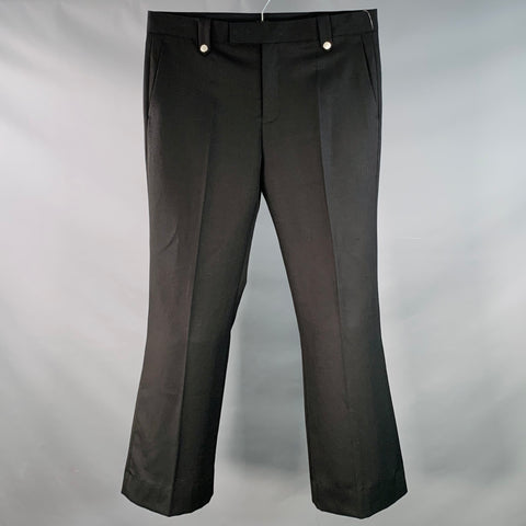 PHIX Size 34 Black Wool Blend Twill Flat Front Dress Pants