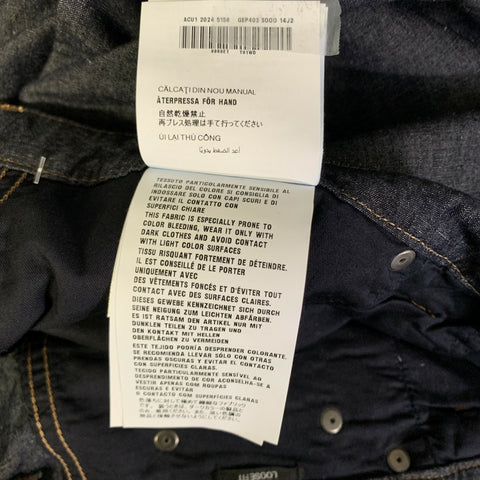 PRADA Size L Blue Indigo Contrast Stitch Cotton Linen Zip Fly Jeans
