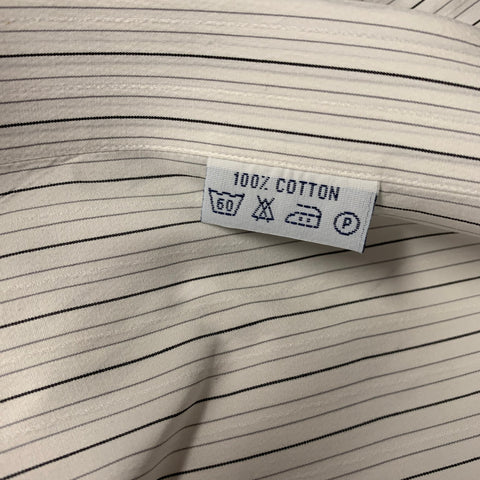 BRIONI Size XL White Black & Grey Stripe Cotton Button Up Long Sleeve Shirt