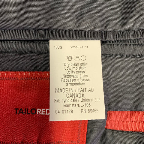 TAILO RED Size 40 Grey Light Blue Pinstripe Wool Single Breasted Suit