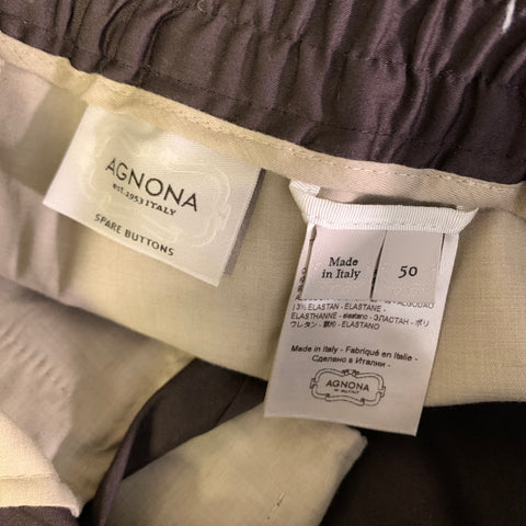 AGNONA Size 34 Brown Cotton Elastane Zip Fly Casual Pants