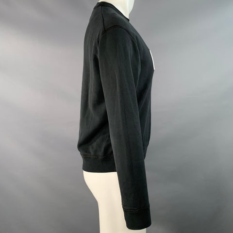 DSQUARED2 Size M Black White Logo Cotton Crew Neck Sweatshirt