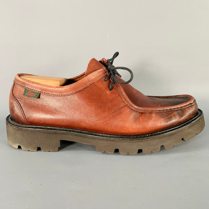 G.H. BASS&CO. Size 11 Brown Chunky Tread Sole Moccasin Lace-Up Shoes