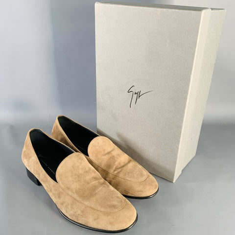 GIUSEPPE ZANOTTI Size 11 Camel Suede Slip On Loafers