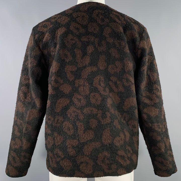 OUR LEGACY Size 36 Black Brown Animal Print Polyester Blend Two Pockets Cardigan
