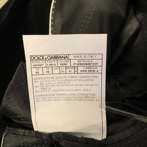 DOLCE & GABBANA Size 40 Black White Dot Cotton Blend Tuxedo Sport Coat