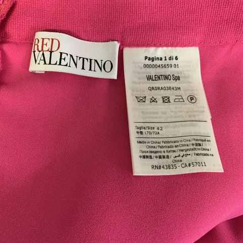 RED VALENTINO Size 6 Pink Polyamide Ruffled A-Line Skirt