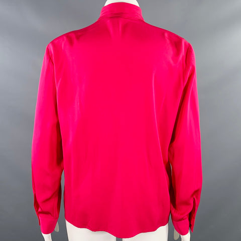 CHRISTIAN DIOR Size 14 Pink Fuchsia Silk Padded Dress Top