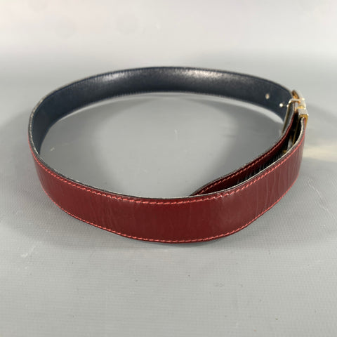 GUCCI Navy Burgundy Leather Belt