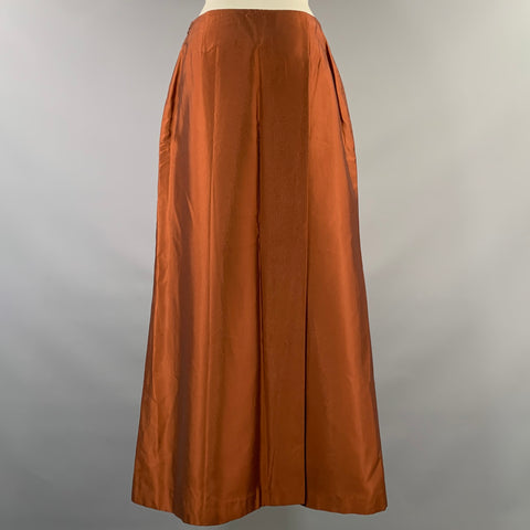 CARMEN MARC VALVO Size 8 Brown Rust Taffeta Maxi Long Skirt