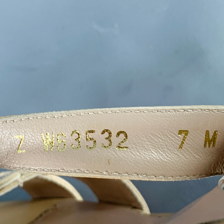 STUART WEITZMAN Size 7 Beige Textured Cork Platform Wedge Sandals