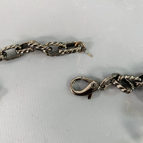 VINTAGE One Size Silver Clear Chain Link Metal Belt