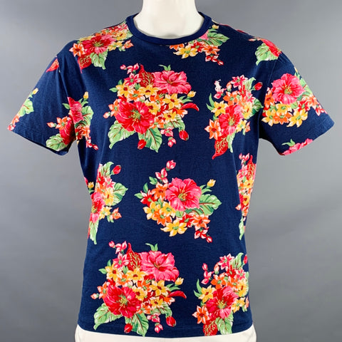 POLO by RALPH LAUREN Size L Navy Multi Color Floral Classic Fit Short Sleeve T-shirt