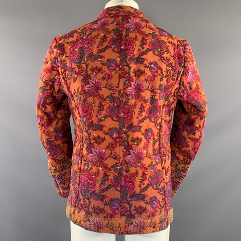 MEADHAM KIRCHOFF Chest Size M Orange Purple & Red Floral Silk Sport Coat