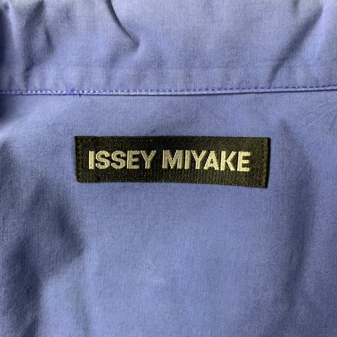 ISSEY MIYAKE Size XL Blue Solid Cotton Camp Long Sleeve Shirt
