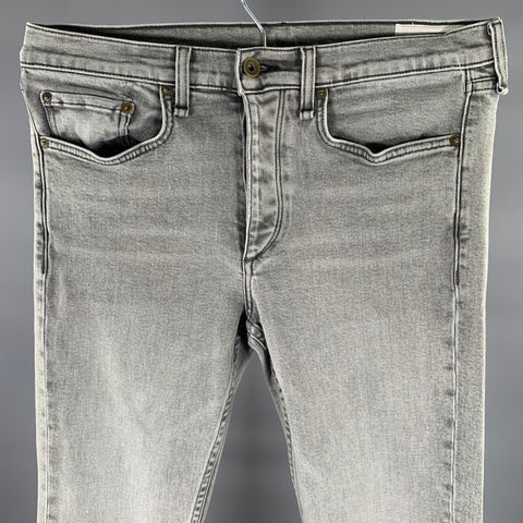 RAG & BONE Size 31 Grey Wash Cotton Blend Skinny Jeans