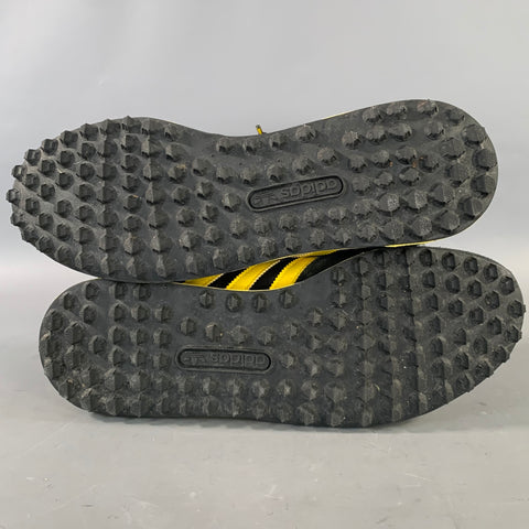 ADIDAS Size 10.5 Black Yellow Mixed Fabrics Low Top Sneakers