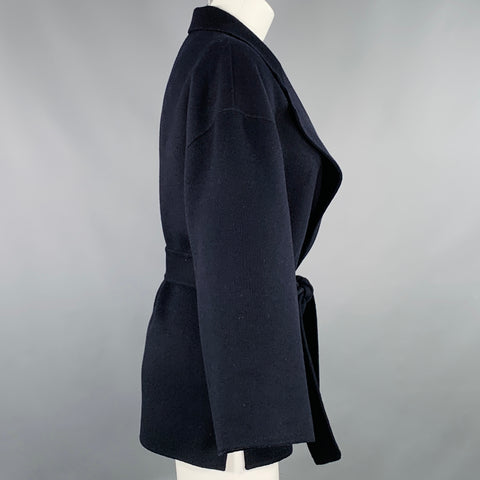 THEORY Size S New Divide Luxe Black Wool Cashmere Belted Jacket