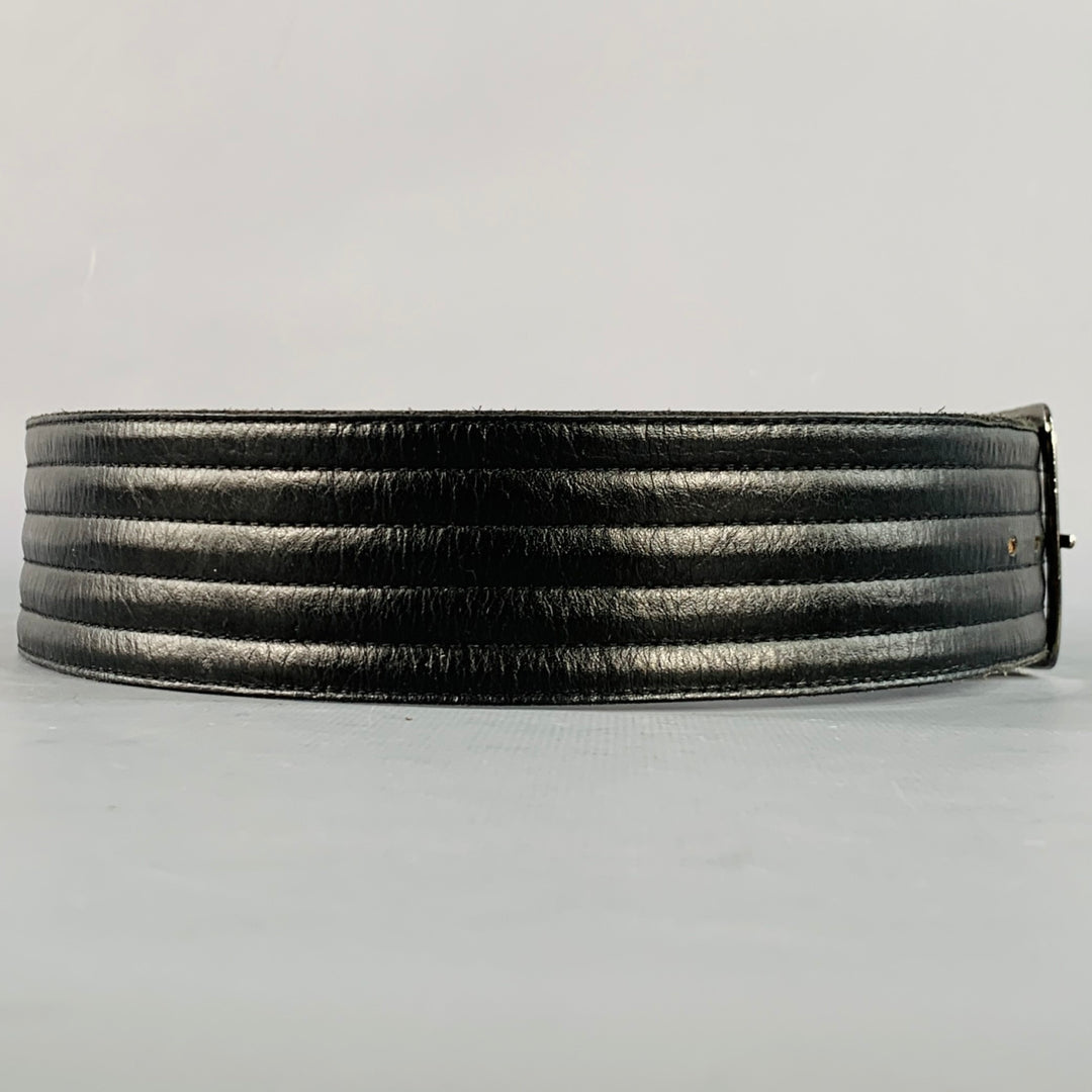 YVES SAINT LAURENT Size M Black Quilted Leather Belt