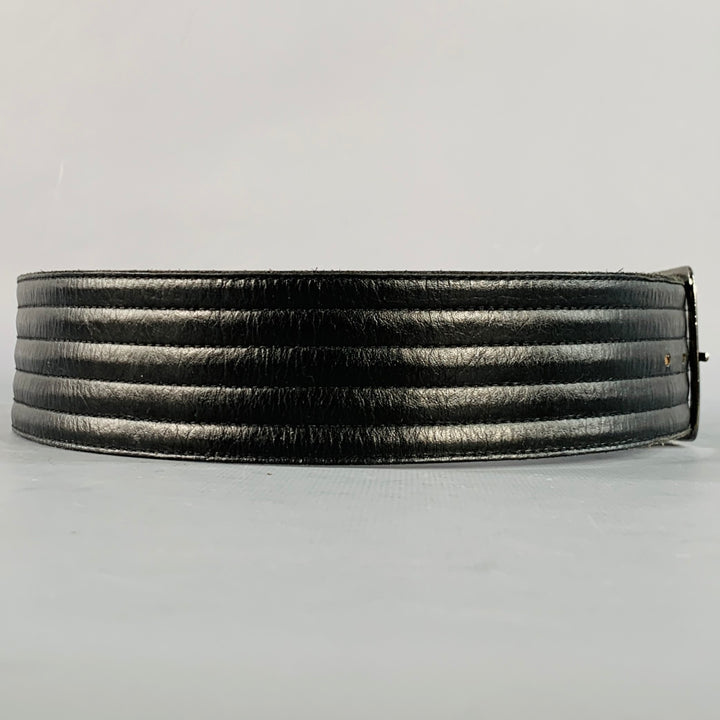 YVES SAINT LAURENT Size M Black Quilted Leather Belt