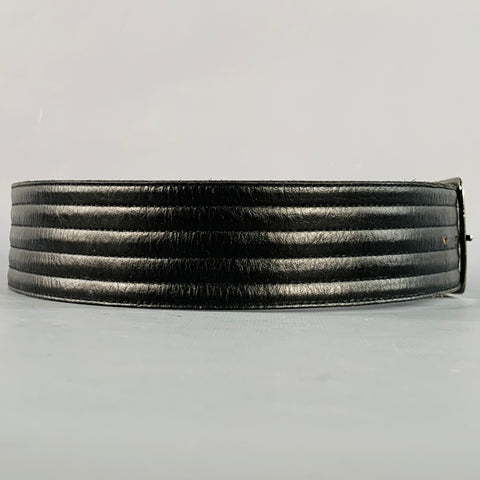 YVES SAINT LAURENT Size M Black Quilted Leather Belt