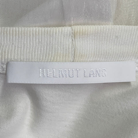 HELMUT LANG Size XL White Cotton Blend Chiffon Double Layer Crew Neck Pullover