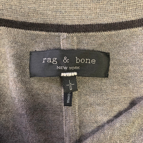 RAG & BONE Size L Brown Black Knitted Wool Cashmere Buttoned Polo