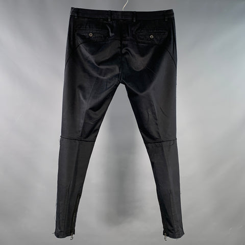 LANVIN Size 32 Black Cotton Blend Ankle Zip Flat Front Dress Pants