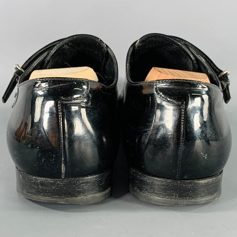 GUCCI Size 9.5 Black Double Monk Strap Lace-Up Shoes