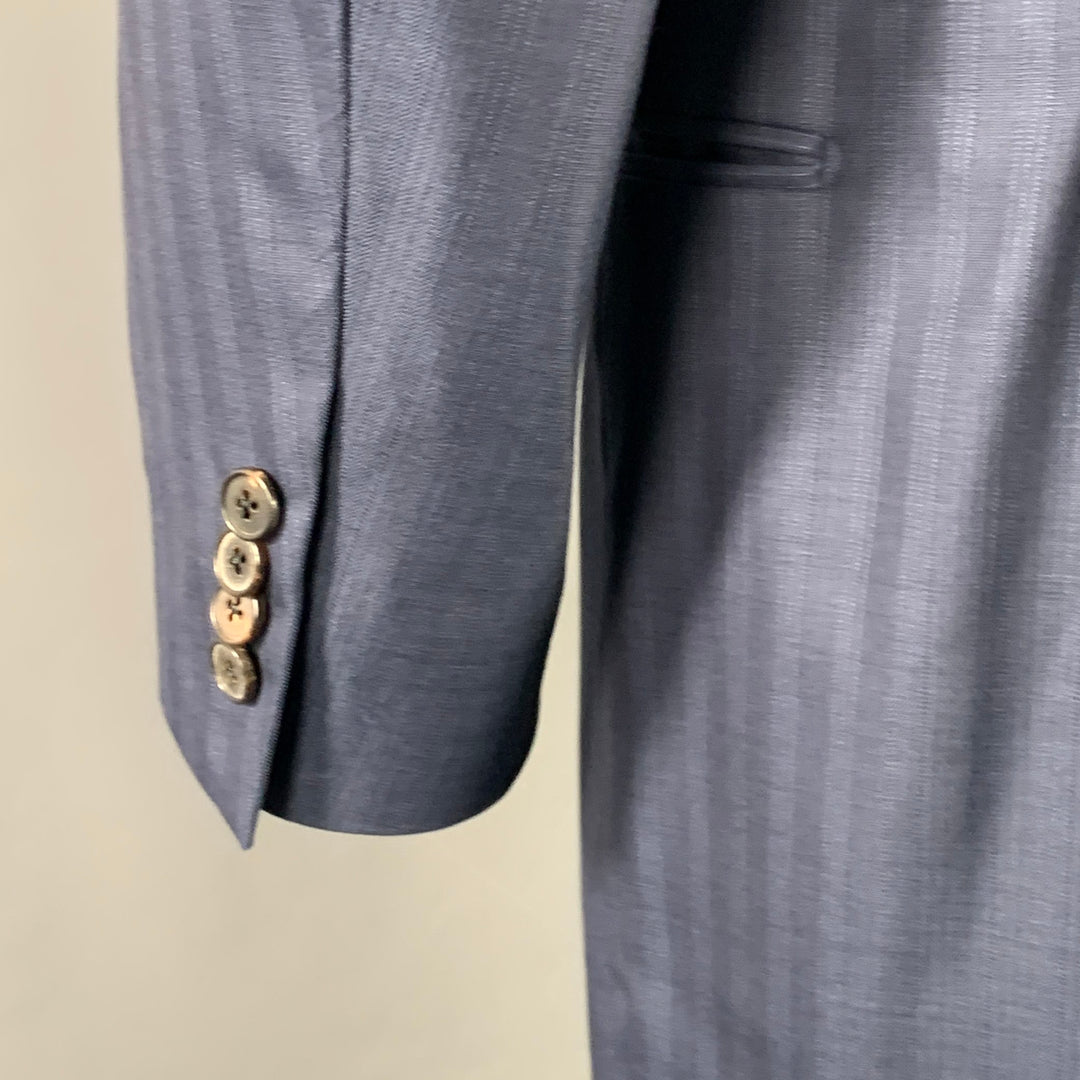 ERMENEGILDO ZEGNA Size 42 Regular Navy Blue Stripe Wool Notch Lapel Suit