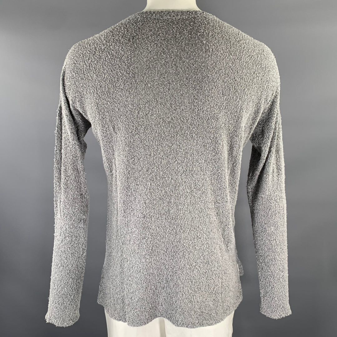 JOHN ELLIOTT Size L Grey Black Textured Cotton Nylon Boat Neck Pullover